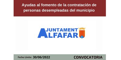 Ayudas fomento de la contrataci�n de personas desempleadas de Alfafar