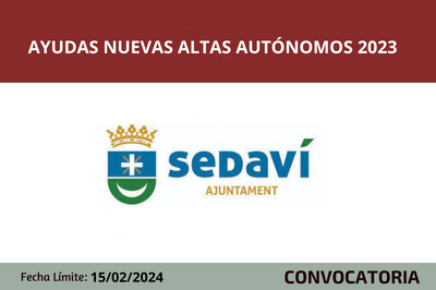 Ayudas nuevas altas de autónomos 2023 Sedaví