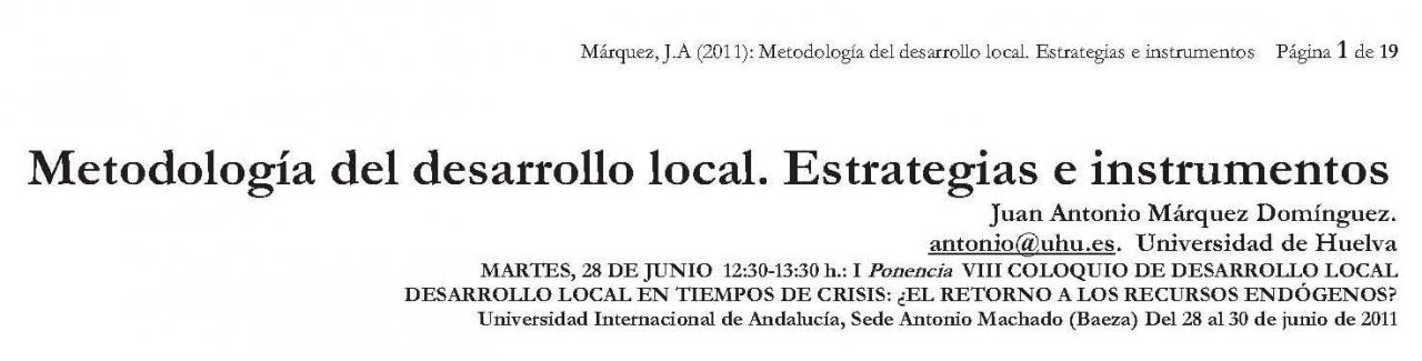 Metodolog�a de desarrollo local