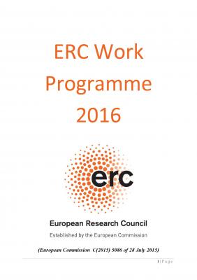 ERC Work Programme. Starting Grant 2016