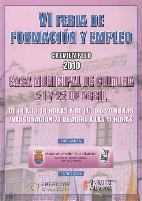 Programa-cartel VI FERIA FORMACIÓN Y EMPLEO. Crevillente