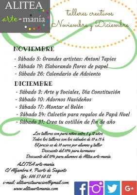 Talleres creativos infantiles de los Sábados