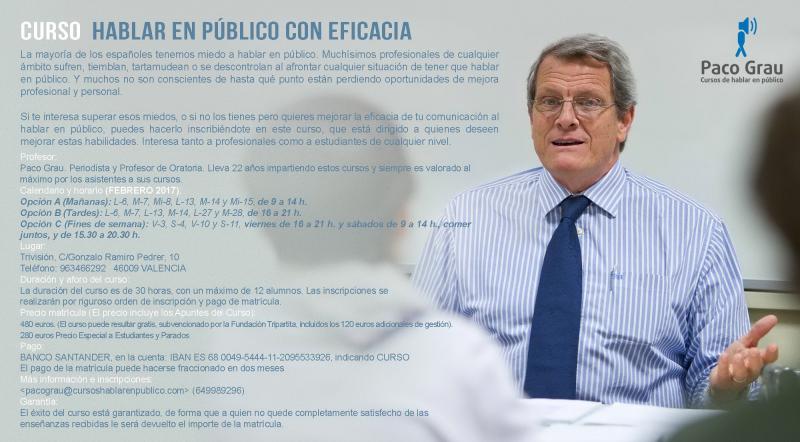 Convocatoria de cursos 'Aprende a hablar en público' mes de febrero 2017