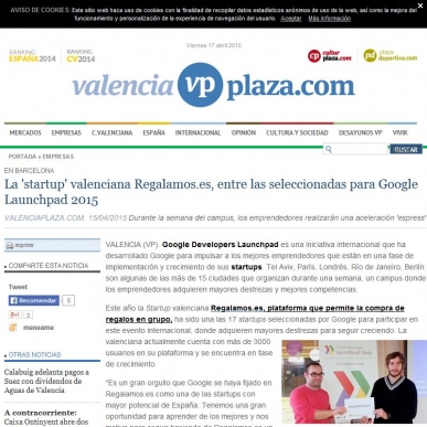 Regalamos.es seleccionada para Google Launchpad 2015                                         
 
    